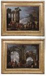 Paesaggio Con Rovine Classiche E Figure by Giovanni Ghisolfi