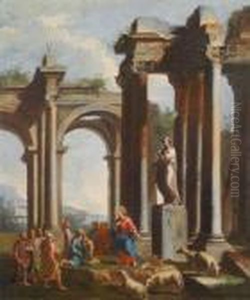 Christus Predigt Den Jungern Unter Antiken Ruinen - view 1