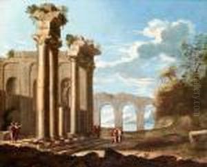 Capriccio
Of Roman Ruins With Classical Figures In The Foreground by Giovanni Ghisolfi