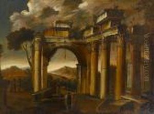 Figures Beneath A Ruined Arch by Giovanni Ghisolfi