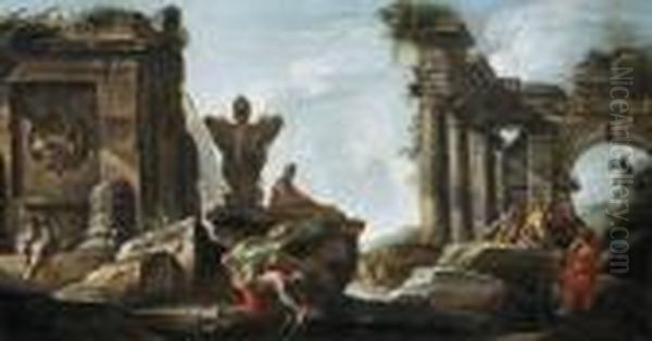 Capriccio Architettonico Con Rovine E Personaggi - view 1