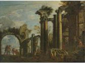 Architectural Capriccio With Fishermen And Figures Resting Among Ruins Architectural Capriccio With Fishermen And Figures Resting Among Ruins