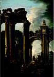 Capriccio Of Roman Ruins by Giovanni Ghisolfi