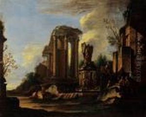 Capriccio Con Il Tempio Della Sibilla Libica Di Tivoli E Viandanti
