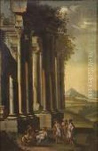 Paesaggio Con Rovine Architettoniche E Figure by Giovanni Ghisolfi
