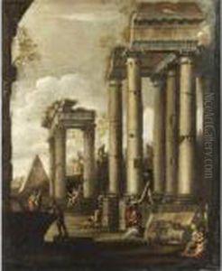 Capriccio Architettonico Con Figure by Giovanni Ghisolfi