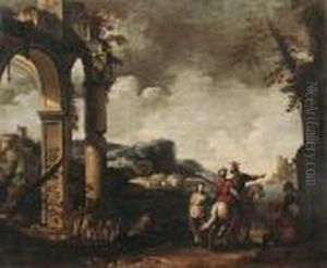 Capriccio Di Rovine Con Figure by Giovanni Ghisolfi