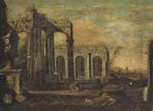 An Architectural Cappriccio Of Roman Ruins by Giovanni Ghisolfi
