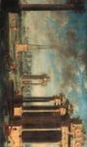 A Capriccio Of A Mediterannean Harbour With Bacchants And Classicalruins A Capriccio Of A Mediterannean Harbour With Bacchants And Classicalruins