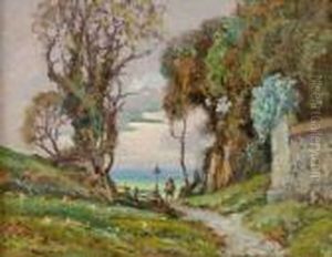 Paesaggio Con Figura A Cavallo by Benedetto Ghivarello