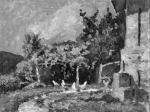 Galline Sull'aia by Benedetto Ghivarello