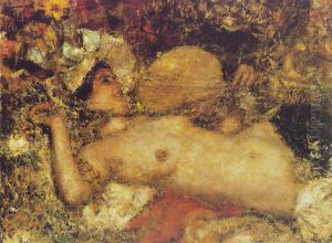 A female nude reclining by Antonio Mancini