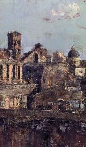 Italian Town View by Antonio Mancini