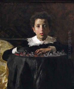 Young Boy with Toy Soldiers