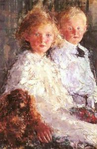 Portrait of Elizabeth and Charles Williamson with their Pet Dog by Antonio Mancini