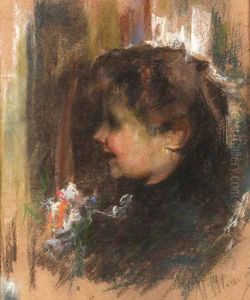 A glad young lady by Antonio Mancini
