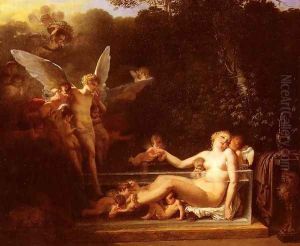 Une Nymphe Au Bain, Environnee D'Amours (A Nymph at Bath, Surrounded by Cupids) by Jean-Baptiste Mallet