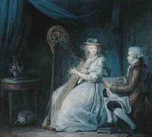 The Beautiful Harpist by Jean-Baptiste Mallet