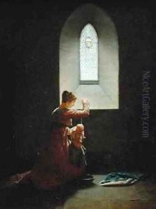 Genevieve of Brabant Baptising her Son in Prison by Jean-Baptiste Mallet