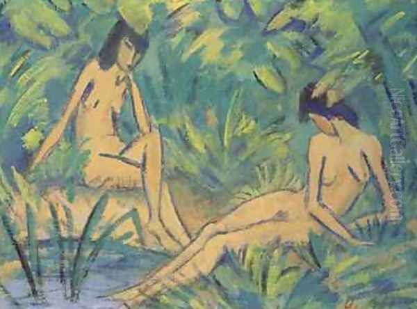 Girls sitting by the water 1920 - view 1