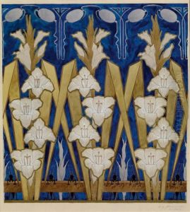 Dekorationsentwurf Mit Lilien Und Heuschrecken by Augusto Giacometti