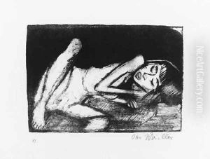 Madchen auf der Liege by Otto Mueller
