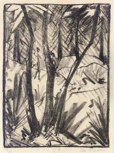 Waldlandschaft mit kleinen Figuren