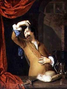A Cavalier Standing at a Window Examining a Roemer by Willem Van Mieris Leiden