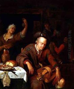 The Hurdy Gurdy Player Asleep in a Tavern by Willem Van Mieris Leiden