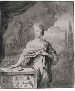 Preparatory drawing for Portrait of Dina Bye 1705 by Willem Van Mieris Leiden
