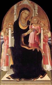 Virgin and Child Enthroned with Six Angels 1415-20 by Lorenzo Monaco