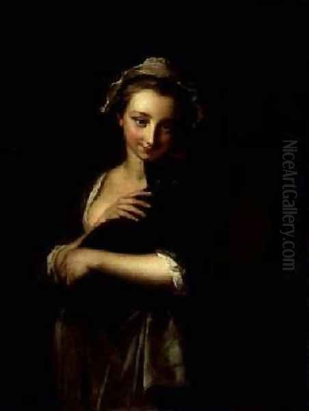 Girl holding a cat - view 1