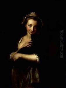 Girl holding a cat by Philipe Mercier
