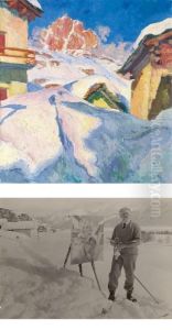 Capolago Im Winter Mit Blick Auf Piz Lagrev by Giovanni Giacometti
