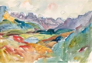 View At Lake Sils Towards Piz Margna And Piz Salacina by Giovanni Giacometti