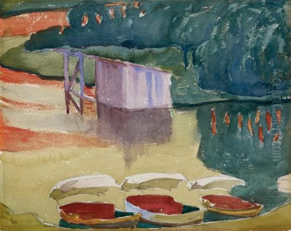 Boote Und Bootshaus Am Silsersee Bei Capolago - view 1