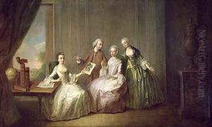 Family in an Interior with Squirrels possibly the Burton Family from Eltham Kent 1755-60