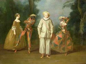 Pierrot and Harlequin by Philipe Mercier