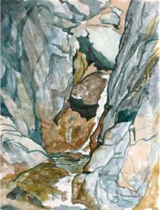 Bergschlucht Mit Wasserfall by Giovanni Giacometti