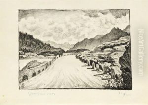 Strasse Nach Maloja Entlang Dem Silsersee by Giovanni Giacometti