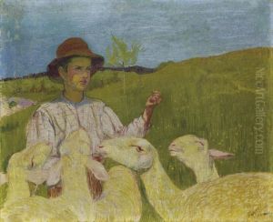 Hirte Mit Schafen by Giovanni Giacometti