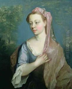 Portrait Sketch of a Young Lady 1739 by Philipe Mercier