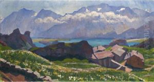 View Over Capolago Towards Lake Sils