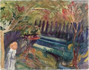 Der Garten Des Hauses Giacometti In Stampa by Giovanni Giacometti