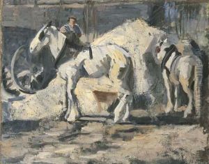 Weisse Pferde, Um 1891/92 by Giovanni Giacometti