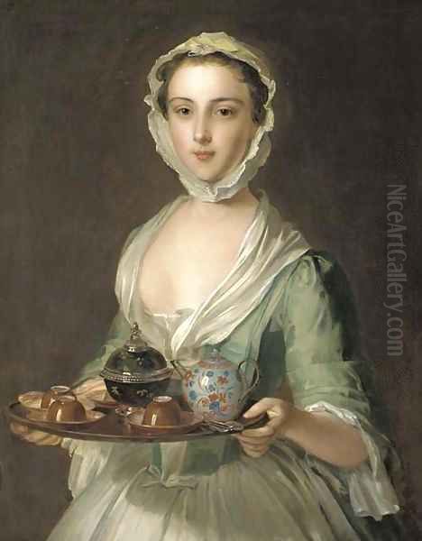 Portrait of a young woman, possibly Hannah, the artist's maid, holding a tea tray - view 1