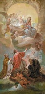 La Madonna Con Il Bambino In Unagloria D""""angeli Con Quattro Santi Adoranti