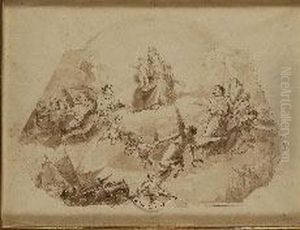 Virgen Con El Nino Rodeada De 
Angeles Con Trofeos Militares Y Embarcaciones (boceto Para Un Techo) by Corrado Giaquinto