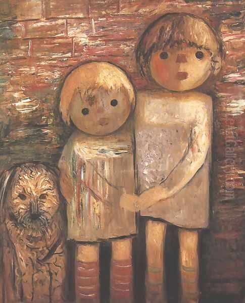 Two Children with a Dog - view 1