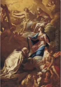 Saint Simon Stock And The Virgin Interceding For Souls In Pergatory by Corrado Giaquinto